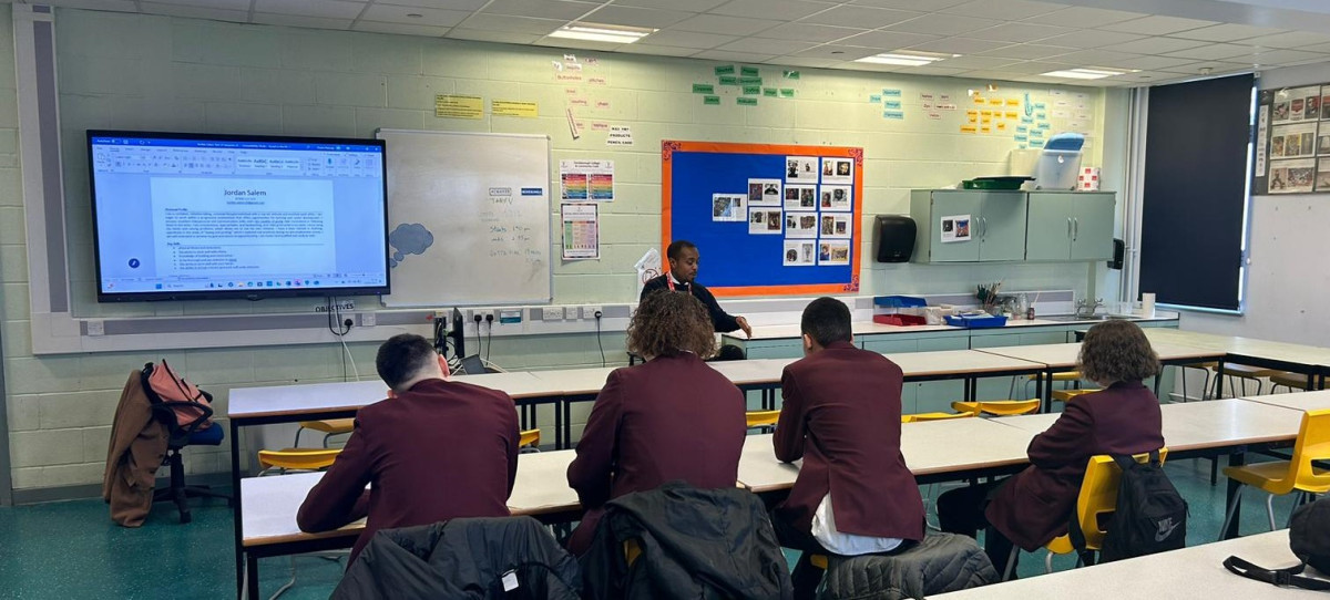 Skills Centre Ambassador Duane Ramsey visits MCT’s AP Conisborough College cohort to give an insight into construction