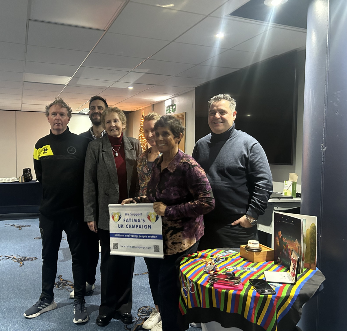 Millwall Football Club Managing Director Mark Fairbrother and Millwall Community Trust CEO Sean Daly alongside other trust staff attended Fatima’s UK Campaign seminar in the 1885 Club at The Den