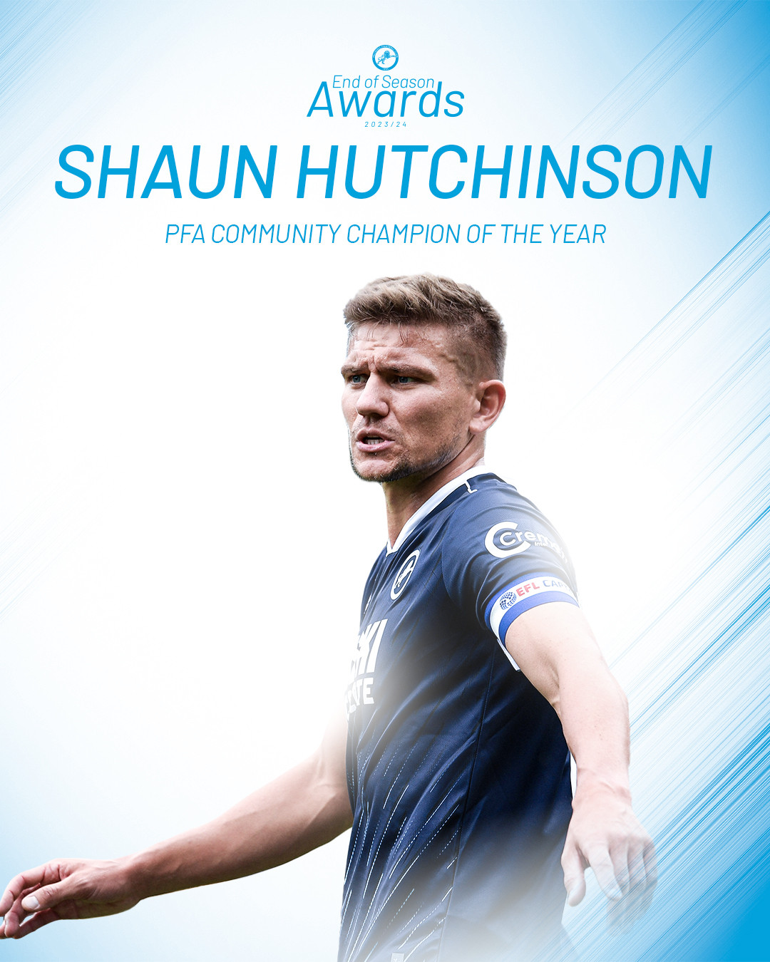 Shaun Hutchinson crowned Millwall PFA community champion for the 2023/24 season
