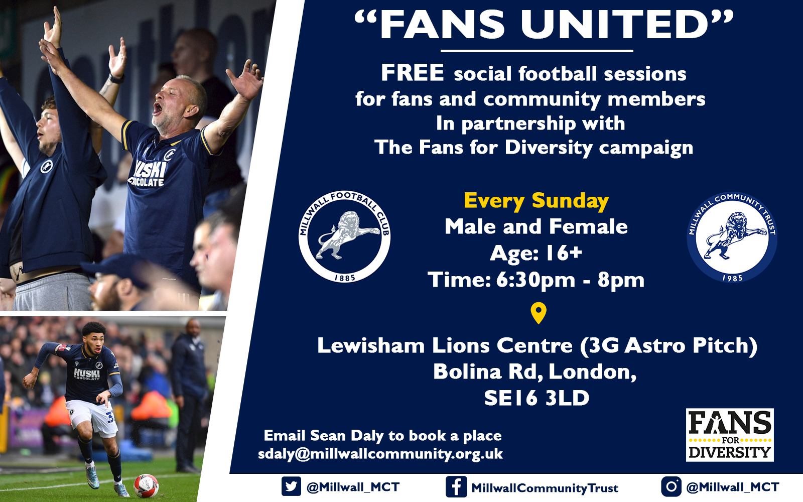 Millwall Community Trust Launch FREE “Fans United” Social Football Sessions