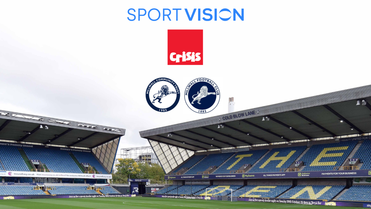 Millwall Football Club’s Exclusive Print & Graphic Partner Sport Vision have donated 20 tickets to Crisis UK for The Lions fixture against Oxford United on New Years Day