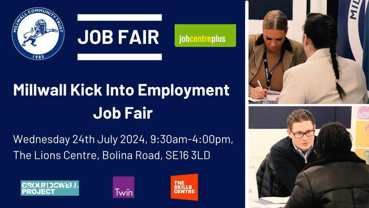 Millwall Community Trust to host Job Fair on 24th July at The Lions Centre