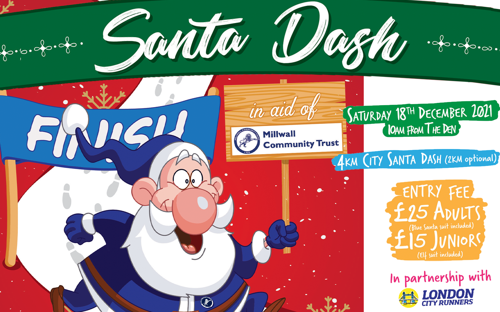 Millwall Community Trust - Take part in Millwall's Santa Dash!