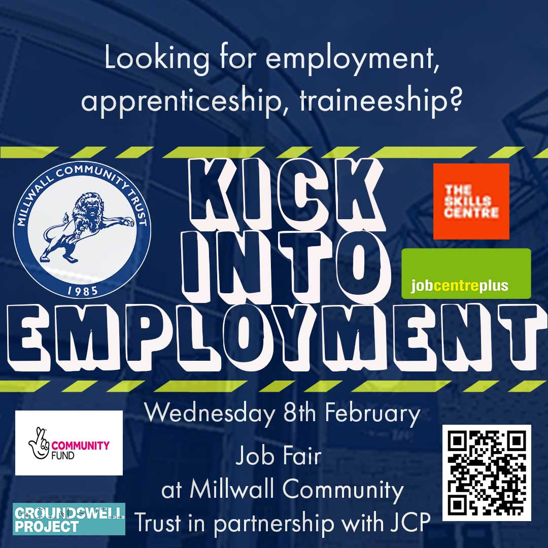 Millwall Community Trust host Job Fair in partnership with JCP this Wednesday!