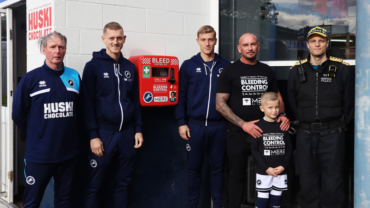Bleed Control kit installed at Millwall Football Club by young fan and his Dad