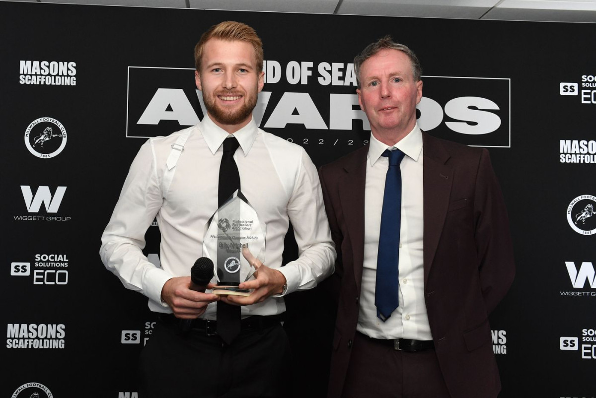 Millwall Community Trust Football and Sports Development Ambassador Billy Mitchell won PFA Community Champion of the Year at Millwall's End of Season Awards 2023